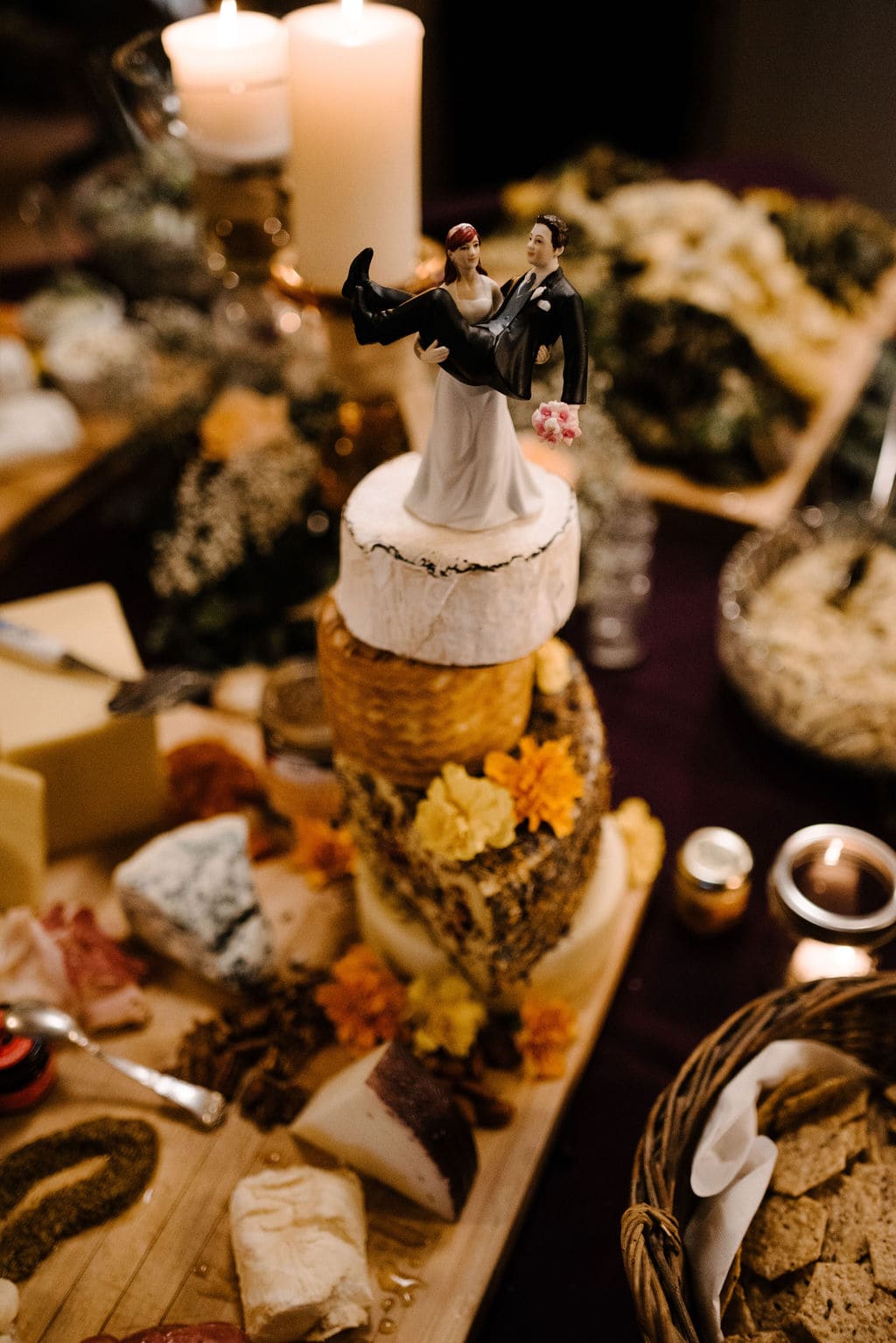 Cheese Wheel Wedding Cake. Cake Topper