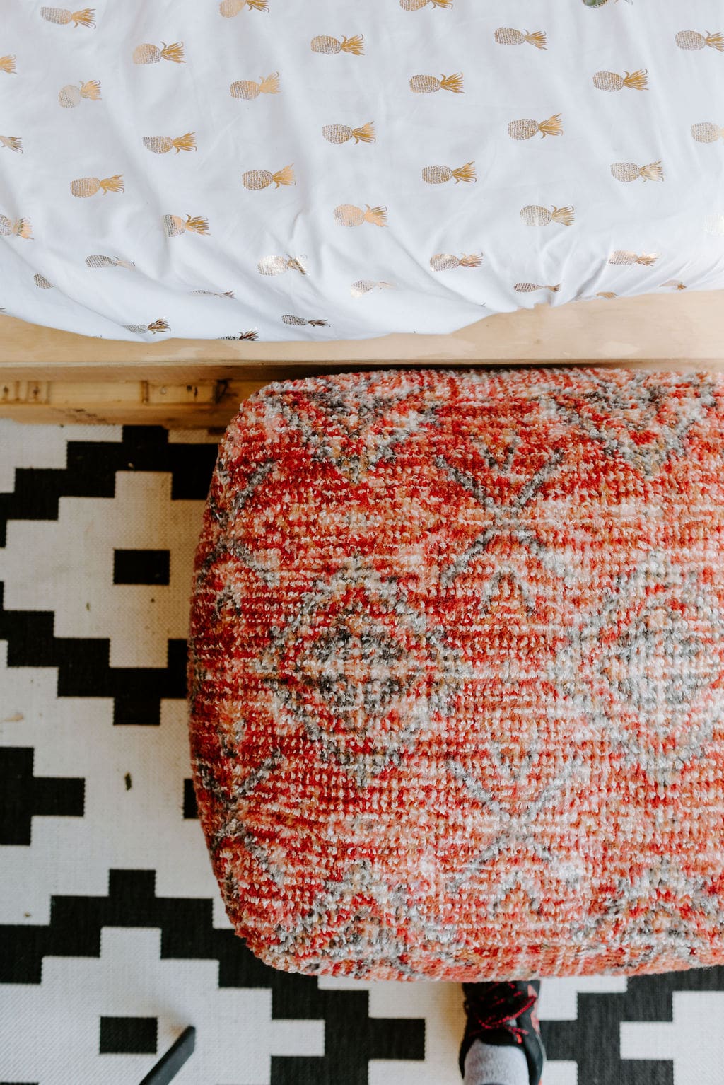 cute red and brown persian pouf from target