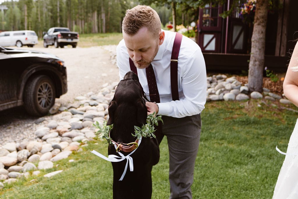 Groom and his dog at Ten Mile Station wedding. 