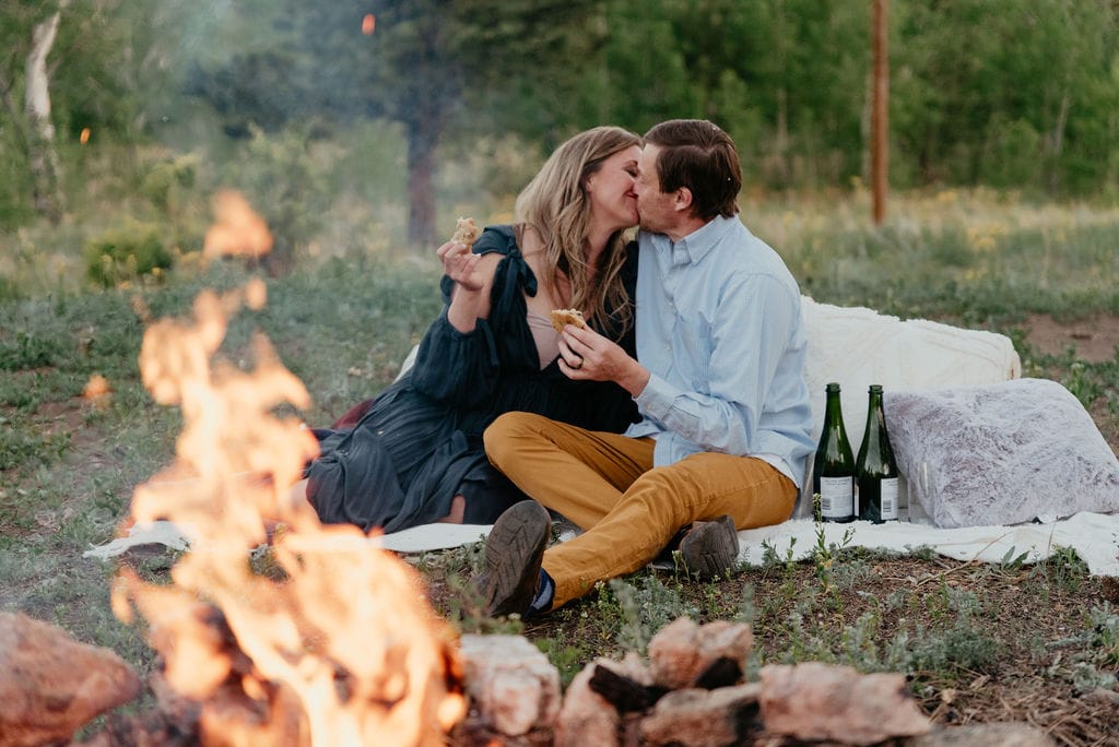 Elopement locations in colorado with a fire pit