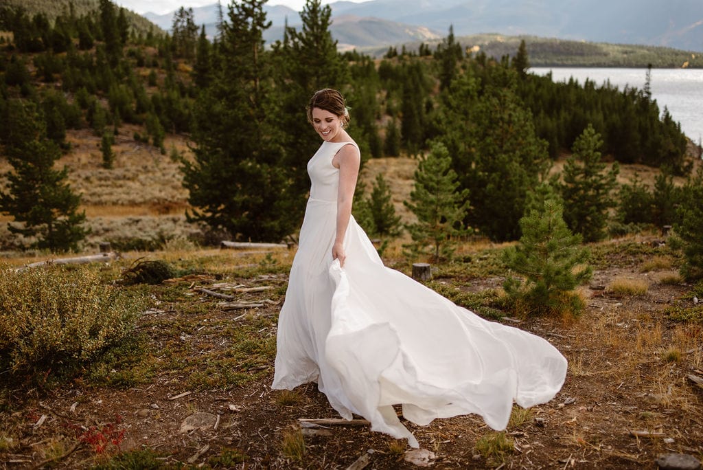 Wind Blown Bridal Portraits at Lake Dillon