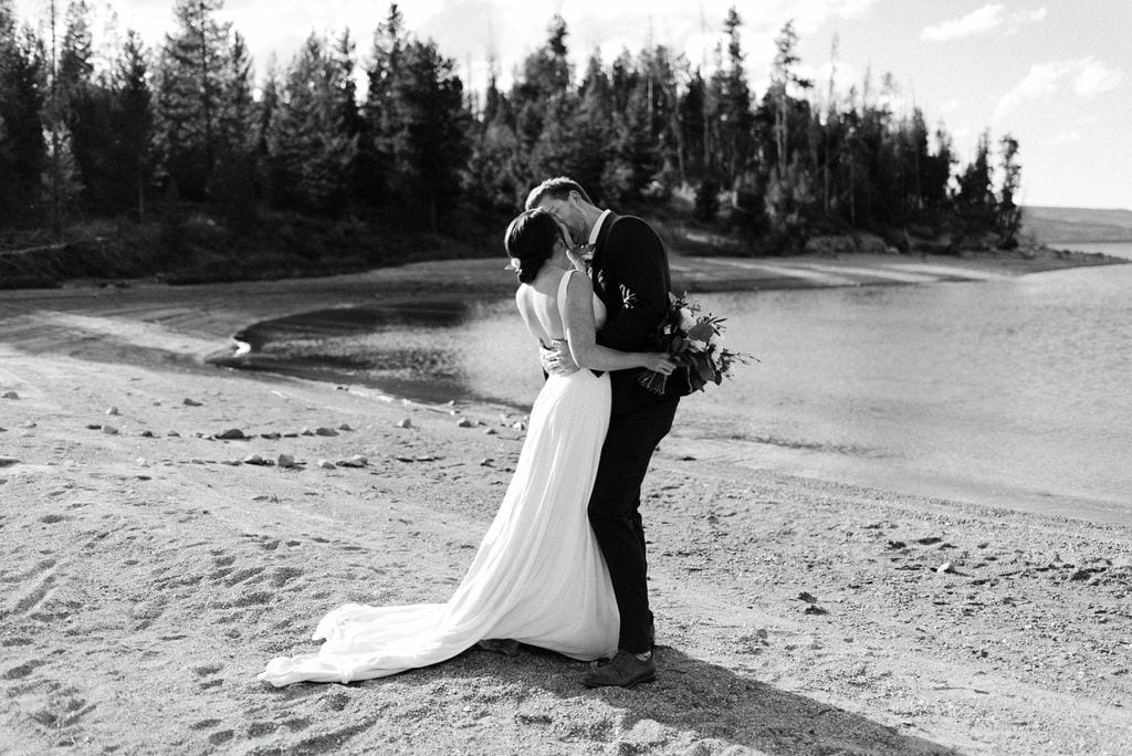 Bride and Groom Wedding Day on Lake Dillon