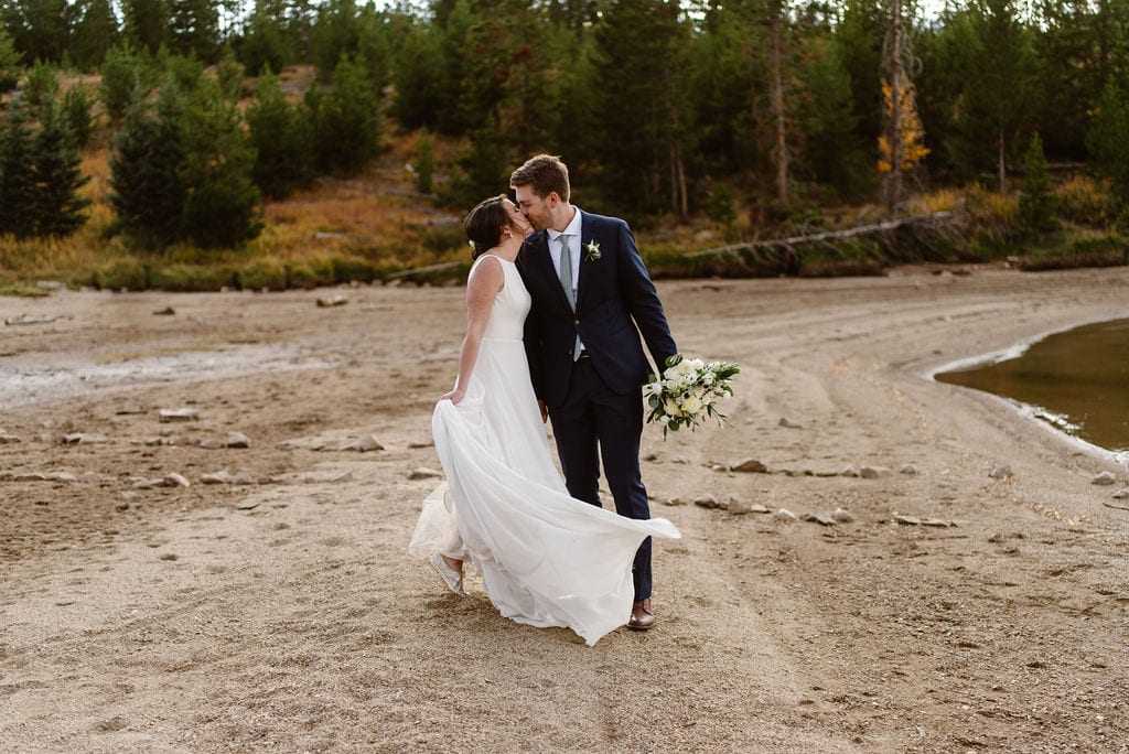 Bride and Groom Portraits at Lake Dillon's Windy Point Campground
