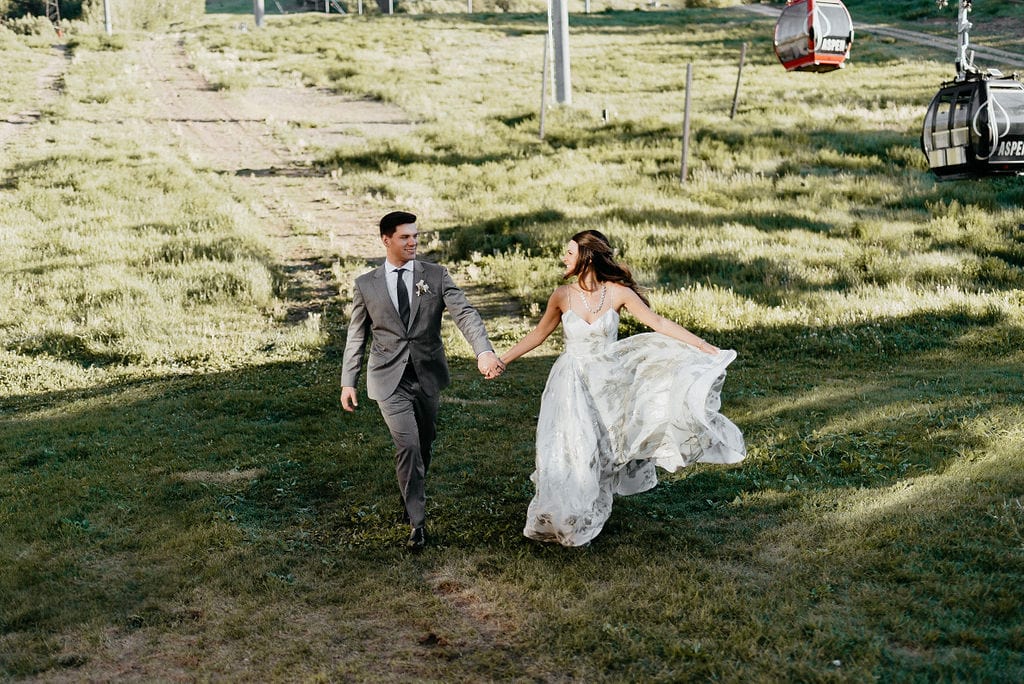 Bride and Groom Portraits on Aspen Mountain
