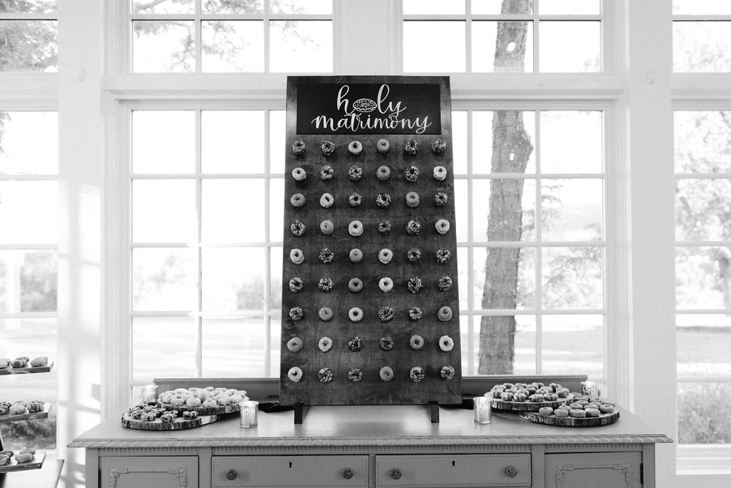 Donut wall at wedding Reception