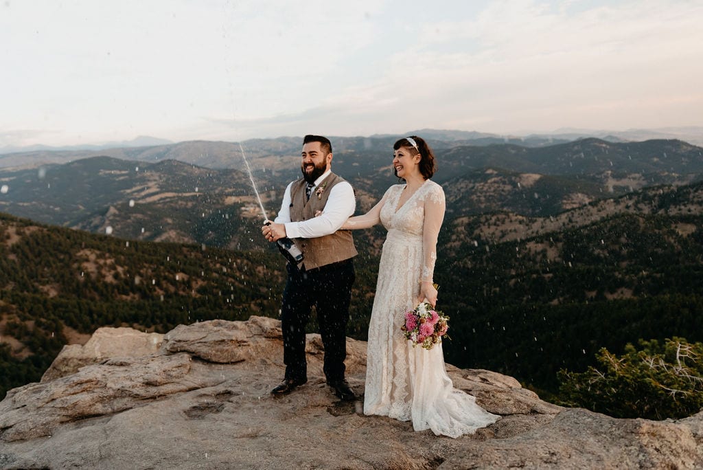 Champagne at Lost Gulch Elopement Boulder Colorado