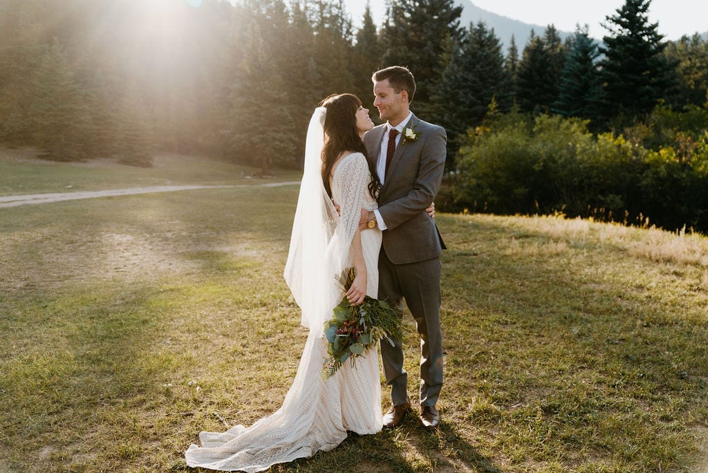 Mountain View Ranch Wedding Portraits at Sunset