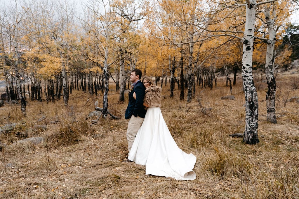 The last bit of fall color at this rocky mountain national park elopement