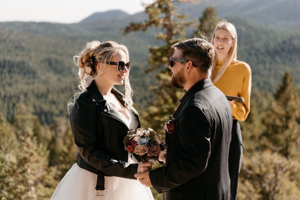 Bride and groom at their hermit park elopement
