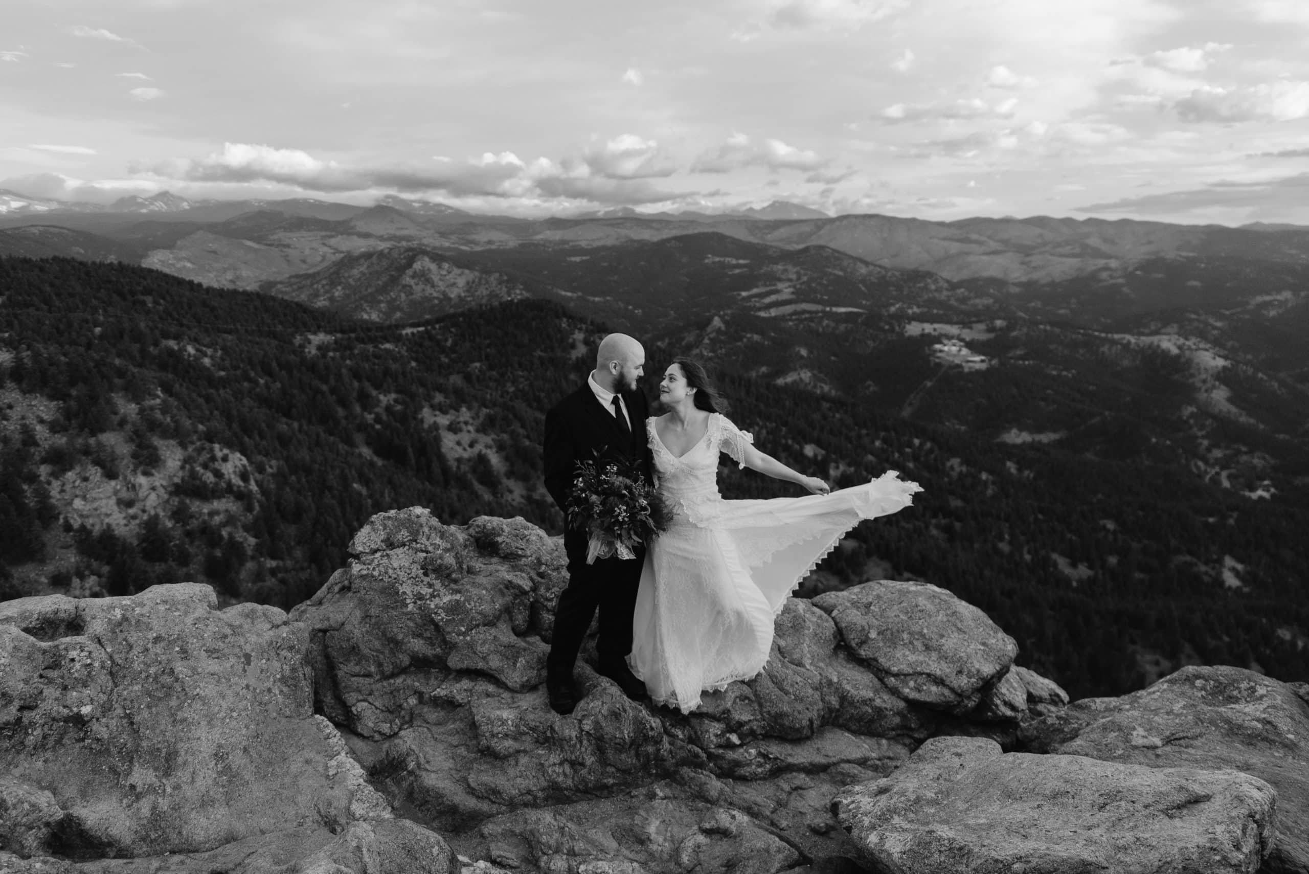 Romantic Bride and Groom at Lost Gulch in Boulder