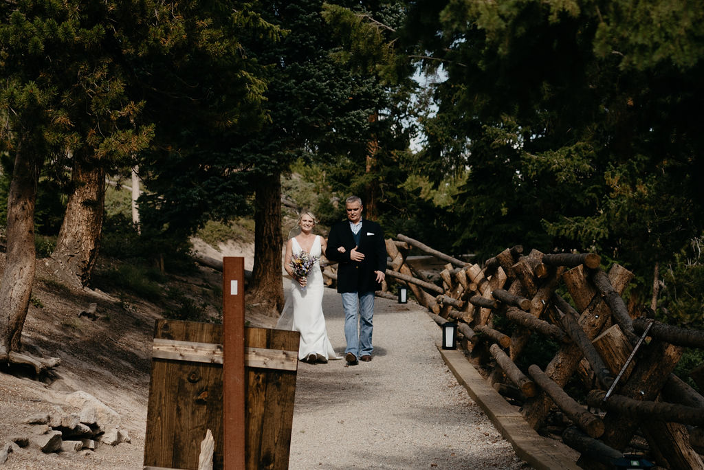 Father walks daughter down the aisle at sapphire point overlook wedding
