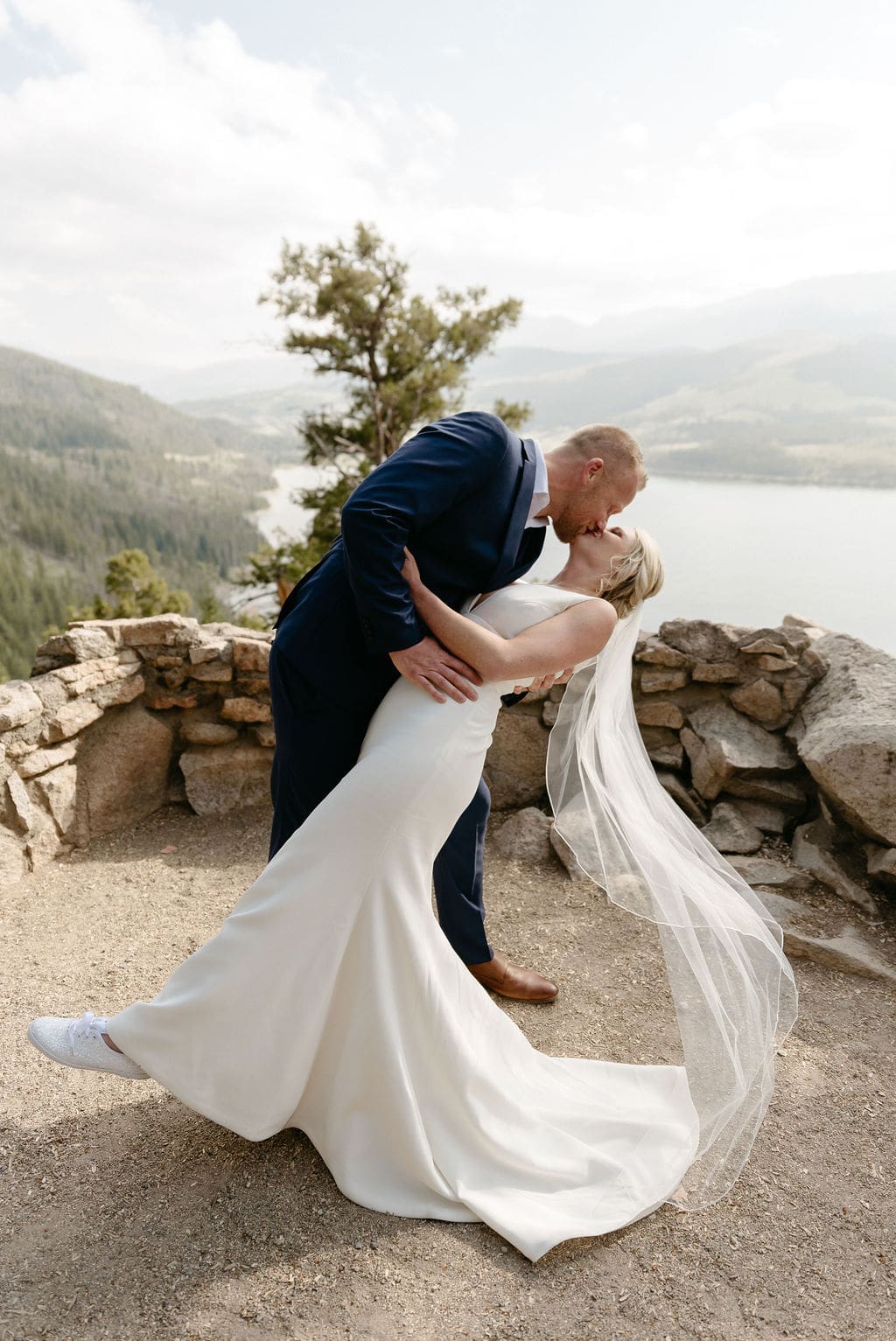 Bride and groom married at sapphire point
