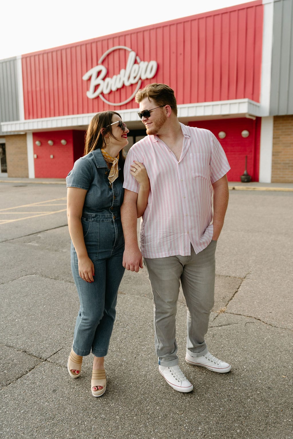Bowling Alley Engagement Session at Bowlero