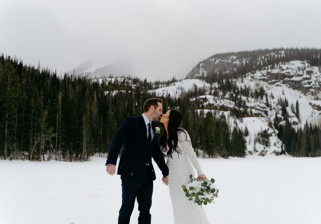 Bear Lake RMNP Winter Wedding Portraits