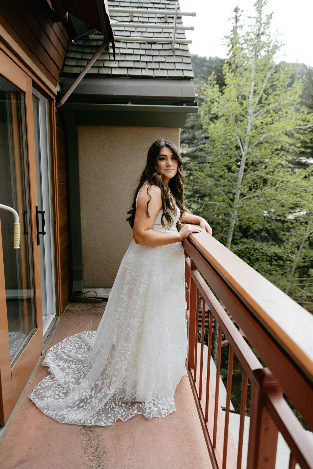 Bridal Portrait on the balcony of the little nell
