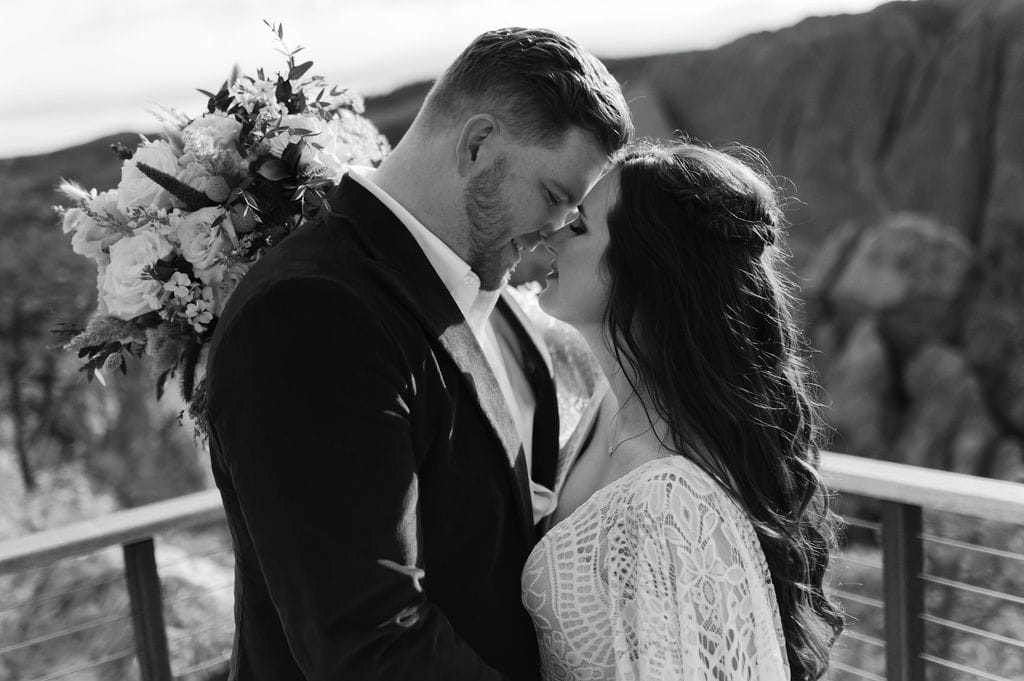 Romantic Black and White Wedding Portrait at The Overlook at Roxborough