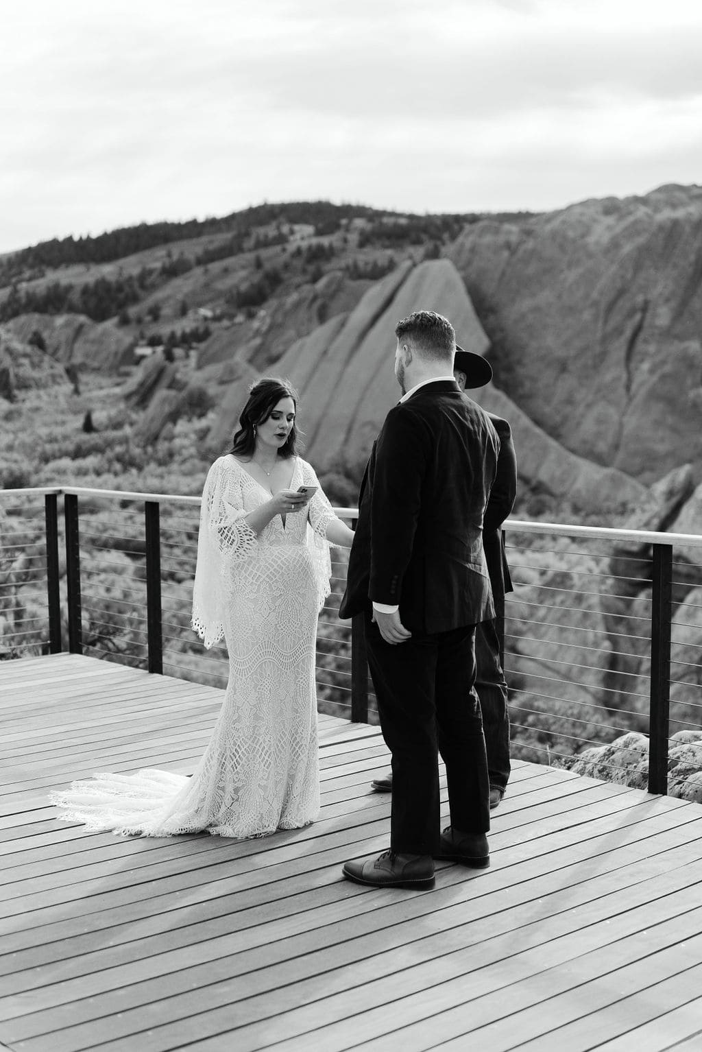 Bride says her vows at her Colorado wedding near Denver