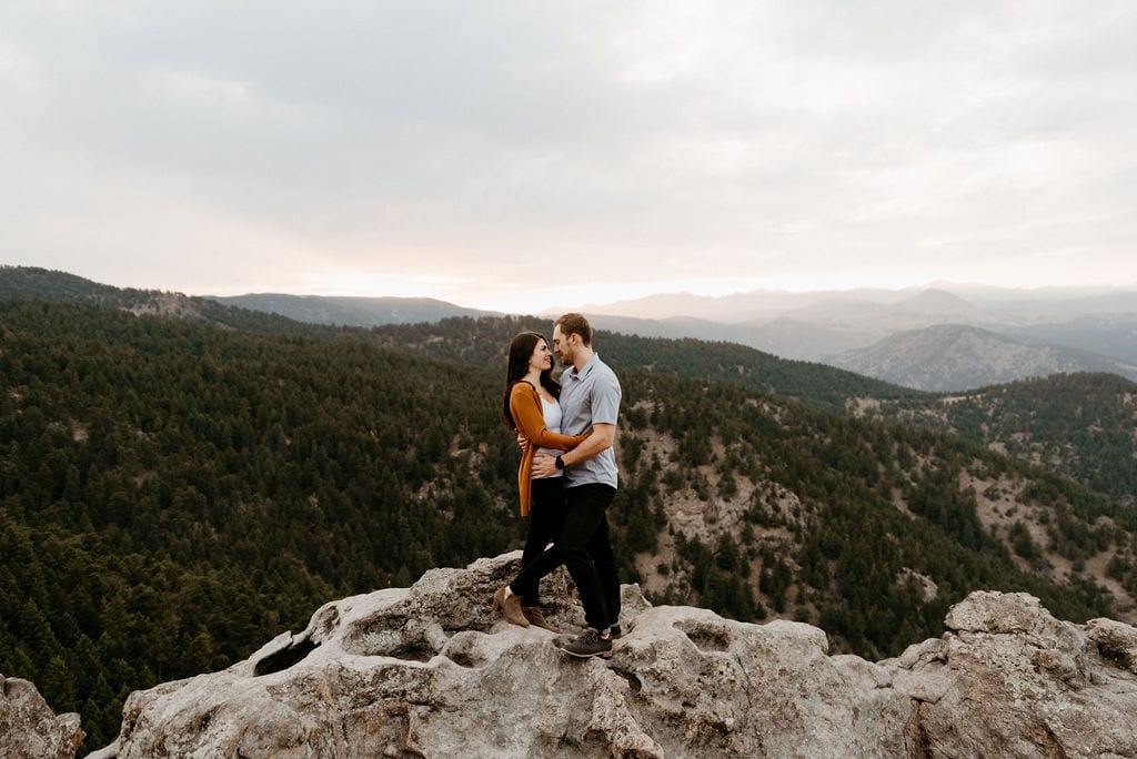 Couples romantic engagement at lost gulch overlook