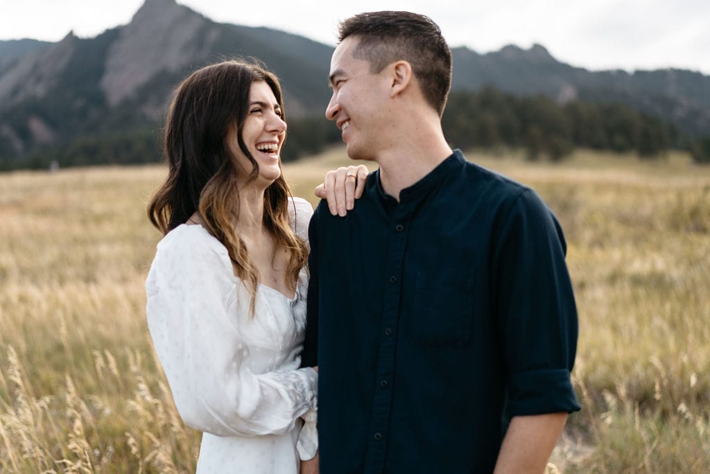 cute laughter at this couples boulder engagement session