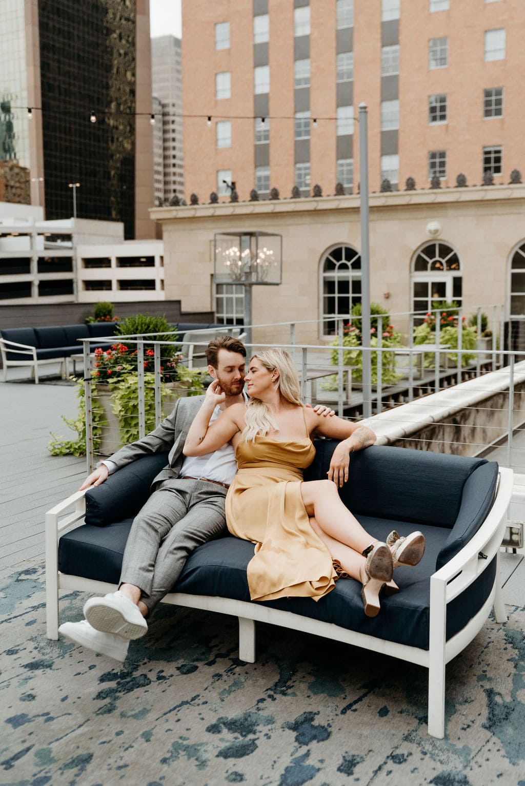 Downtown Dallas Rooftop Formal Engagement Photos