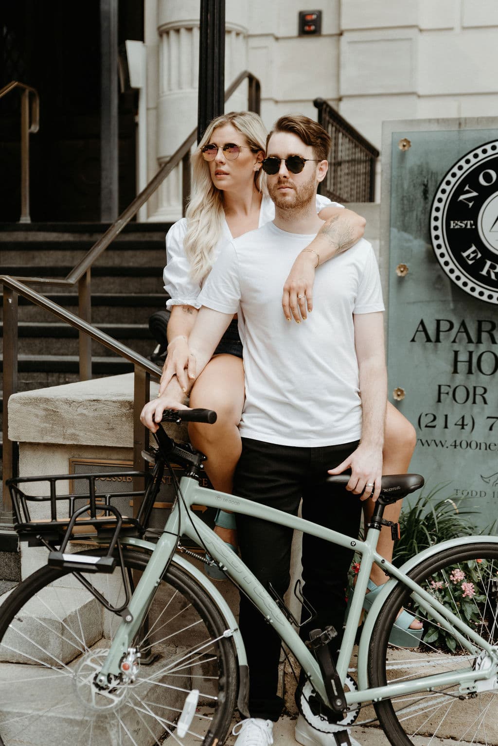 Retro-inspired downtown engagement session