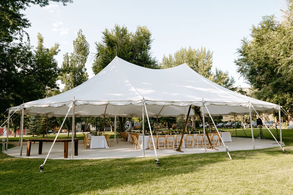 The tent set up at river bend wedding venue in lyons, colorado