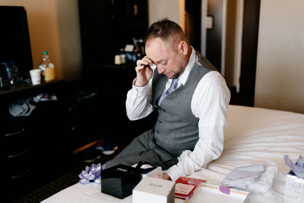 Groom gets ready for his Denver Colorado LGBTQ Wedding