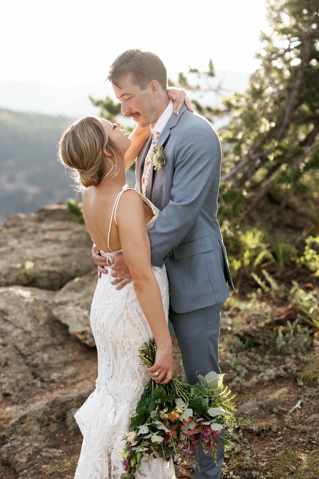 Sunset portraits at North Star Gatherings Wedding in Idaho Springs