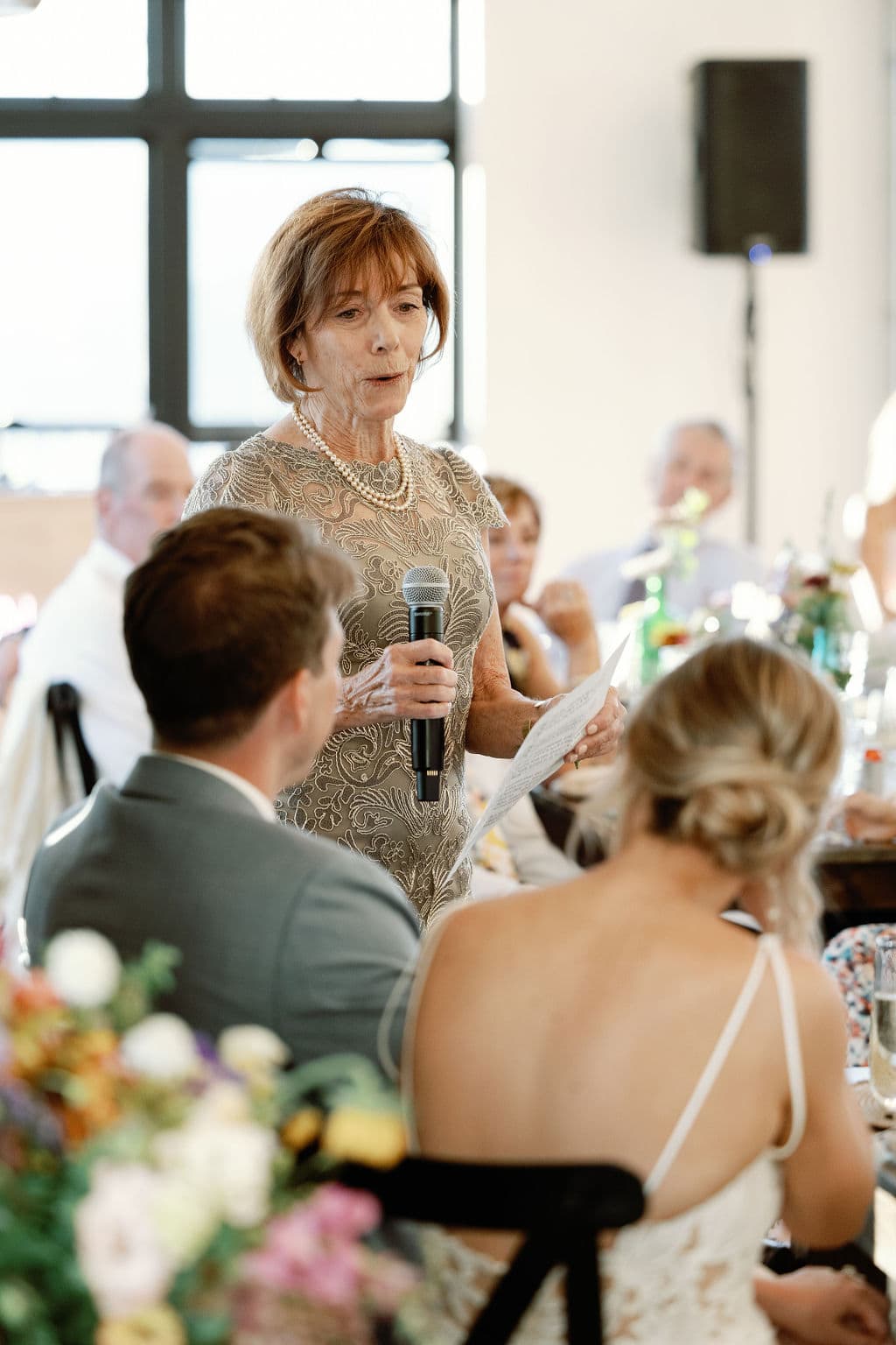 Grooms mom gives a heartwarming speech at north star gatherings wedding