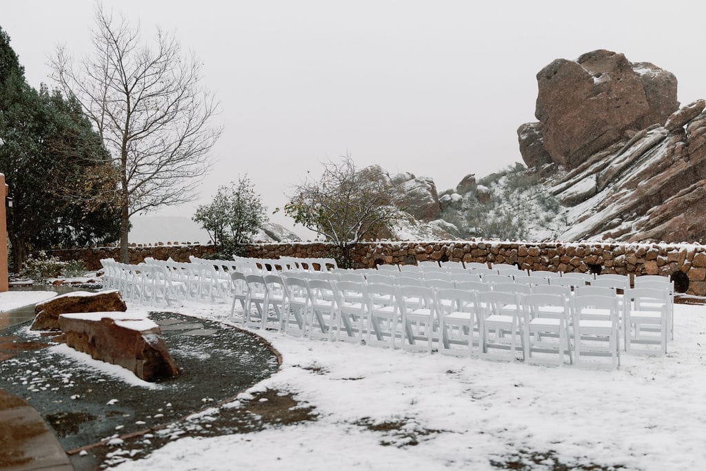 Winter Red Rocks Wedding Ceremony in the Snow