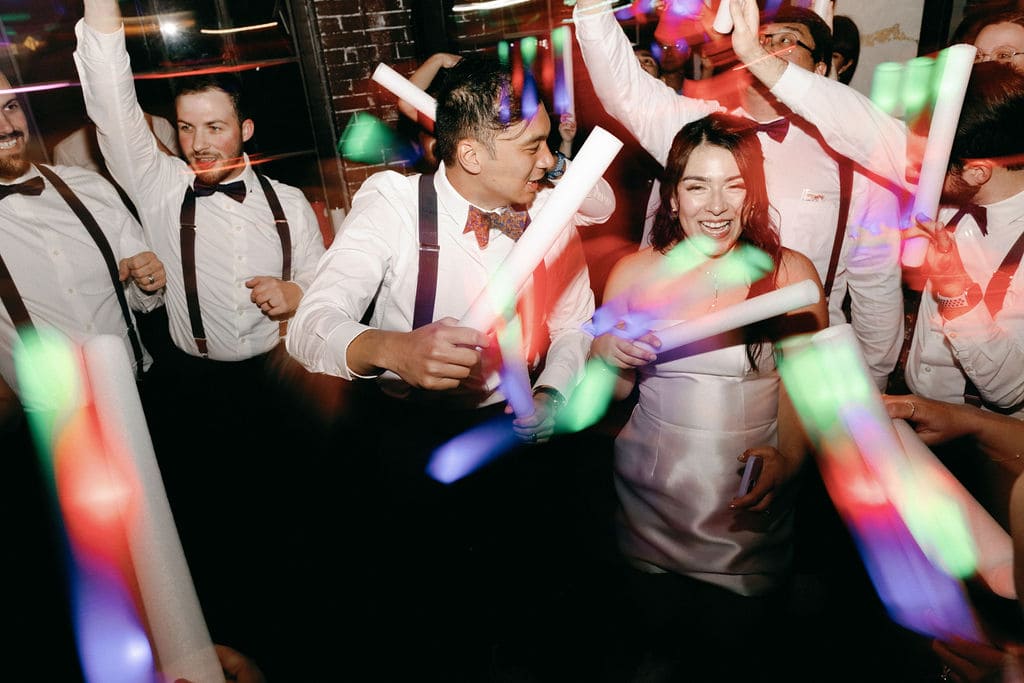 Ironworks Wedding Reception Party with Glow Sticks and DJ