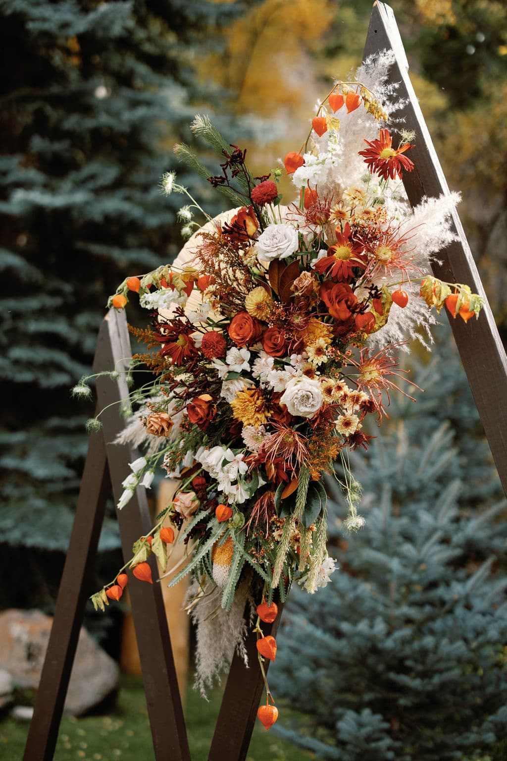 Gorgeous fall floral arrangements for mount princeton hot springs wedding ceremony decor