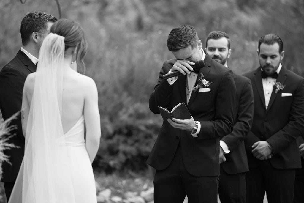 Groom cries while reading the most emotional vows at mt princeton hot springs wedding
