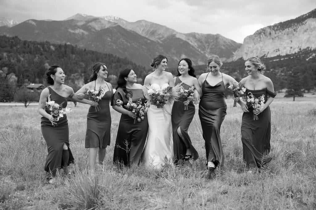 Bride and Bridesmaids at wedding in Colorado at Mt princeton hot springs near buena vista