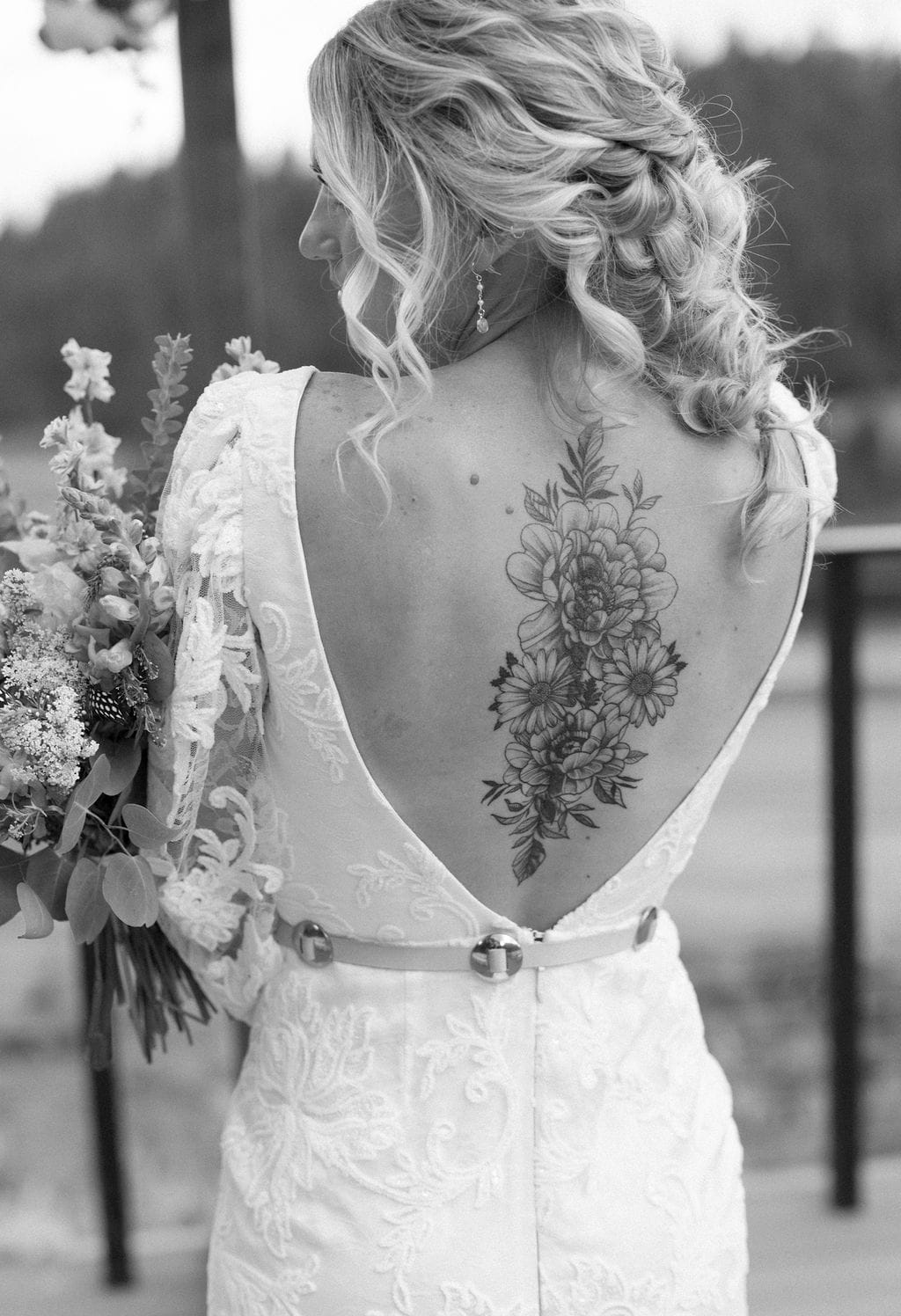 romantic bridal portraits on the deck at mountain view ranch lakeview overlooking the lake