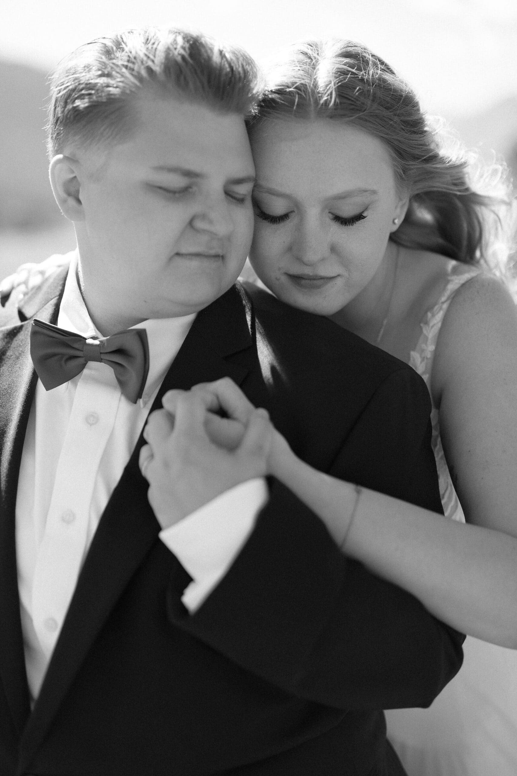 romantic Bride and Bride portraits at moraine park during a rocky mountain national park wedding