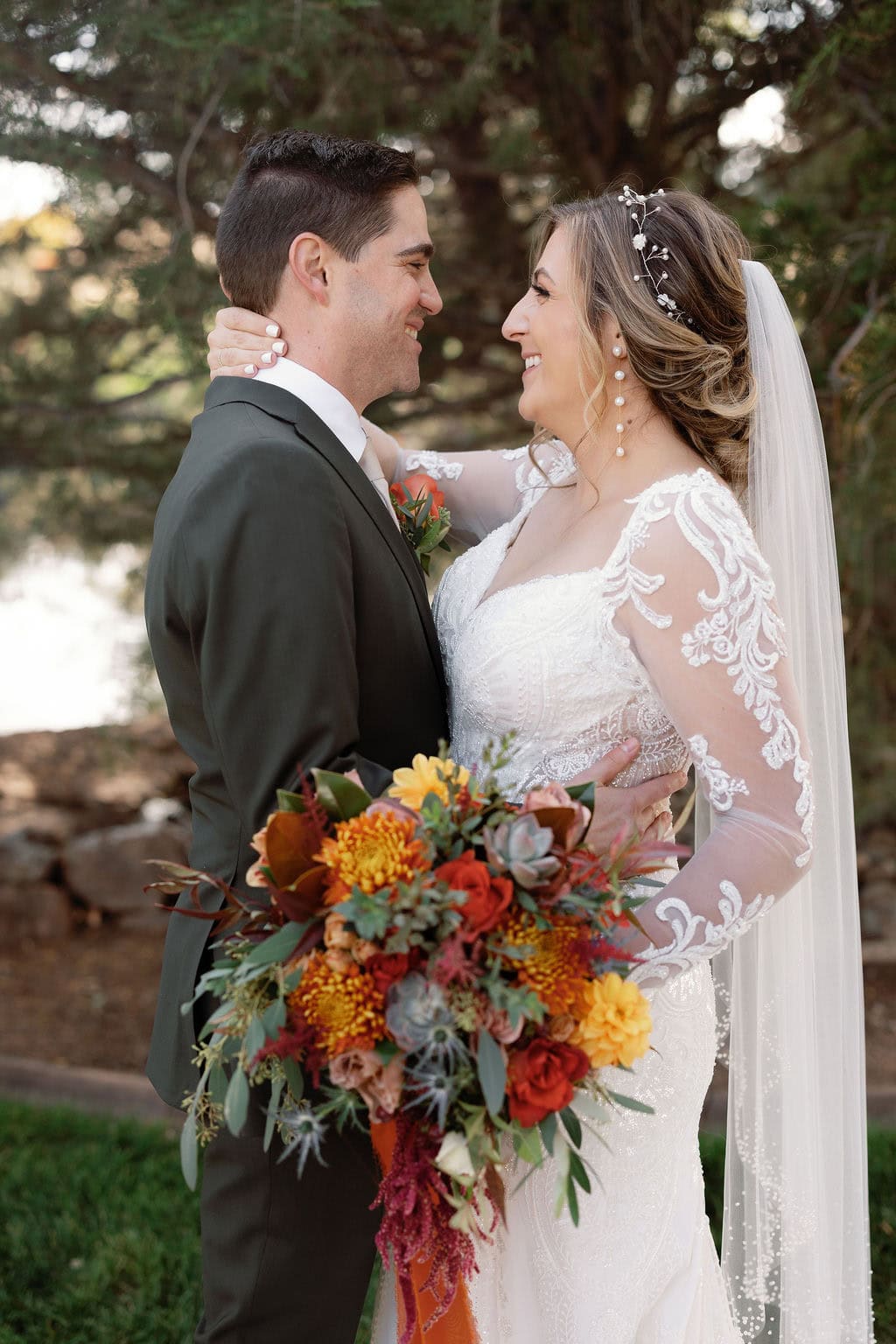 Shupe Homestead wedding portraits after an emotional first look together