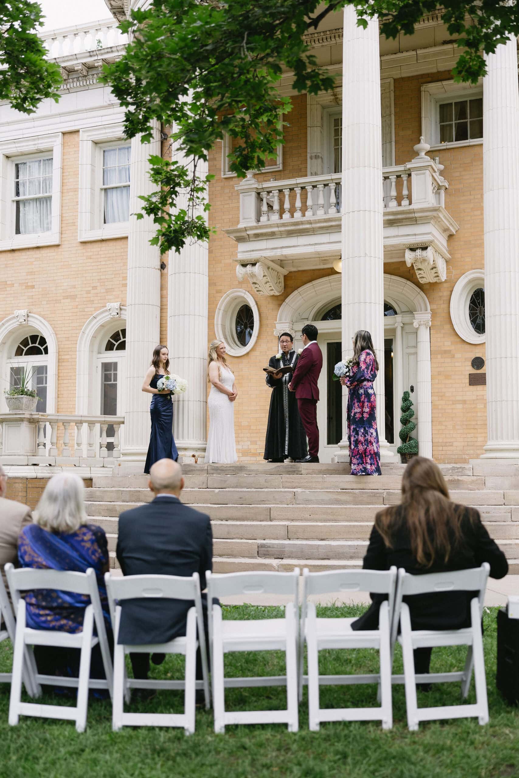 Micro Wedding at Grant Humphrey's Mansion on a cloudy June Morning.