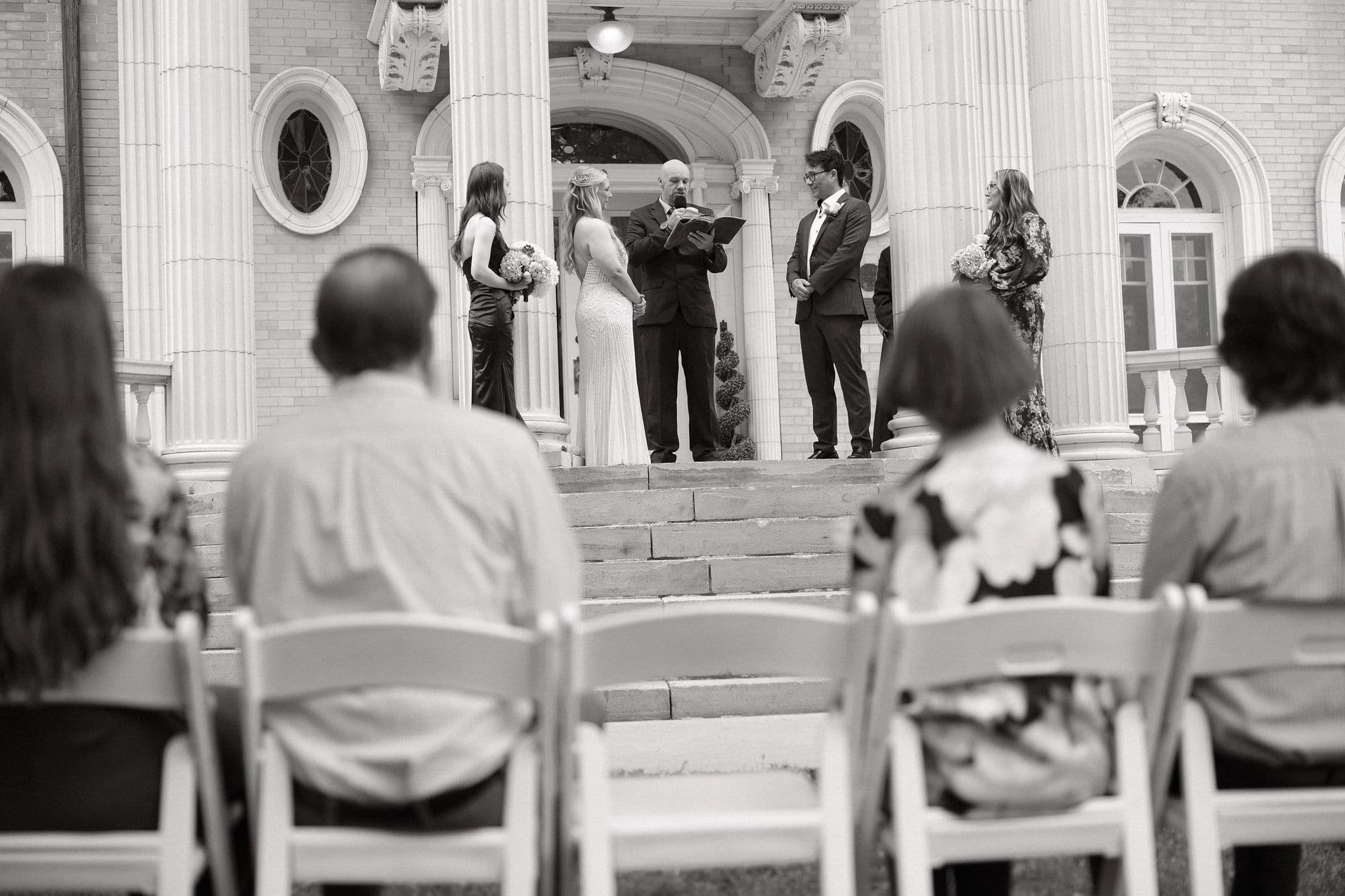 Micro Wedding at Grant Humphrey's Mansion on a cloudy June Morning.