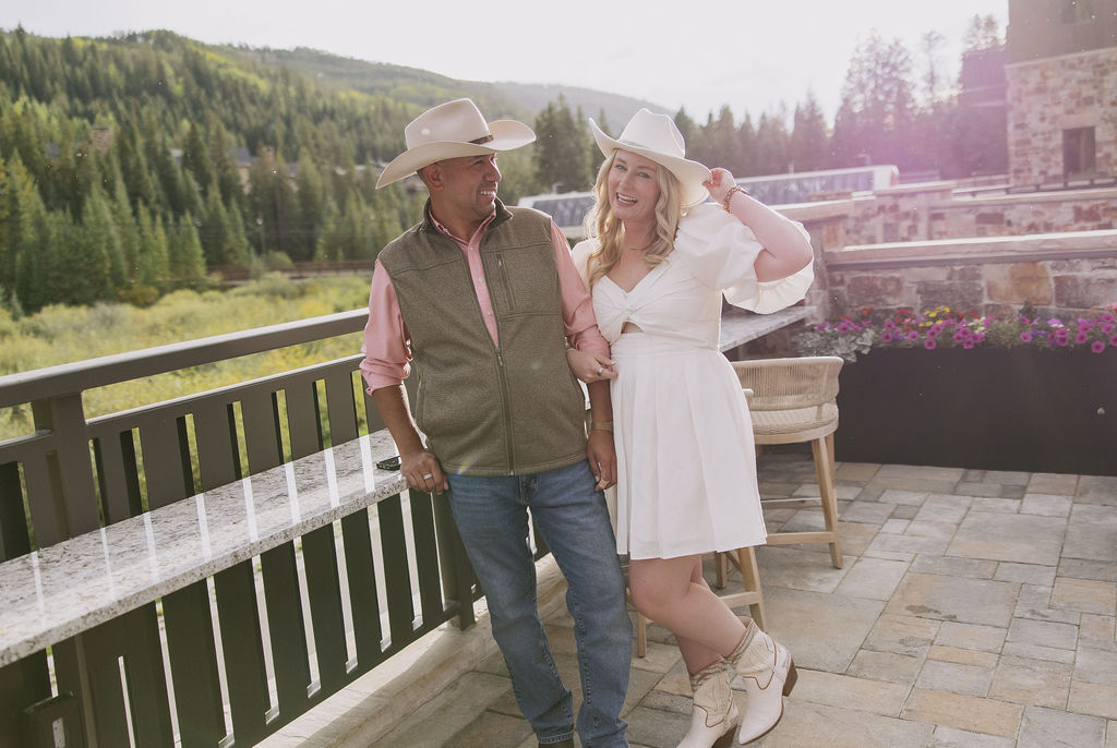 Wedding welcome party on the back patio at Kindred Resort in Keystone Colorado. 