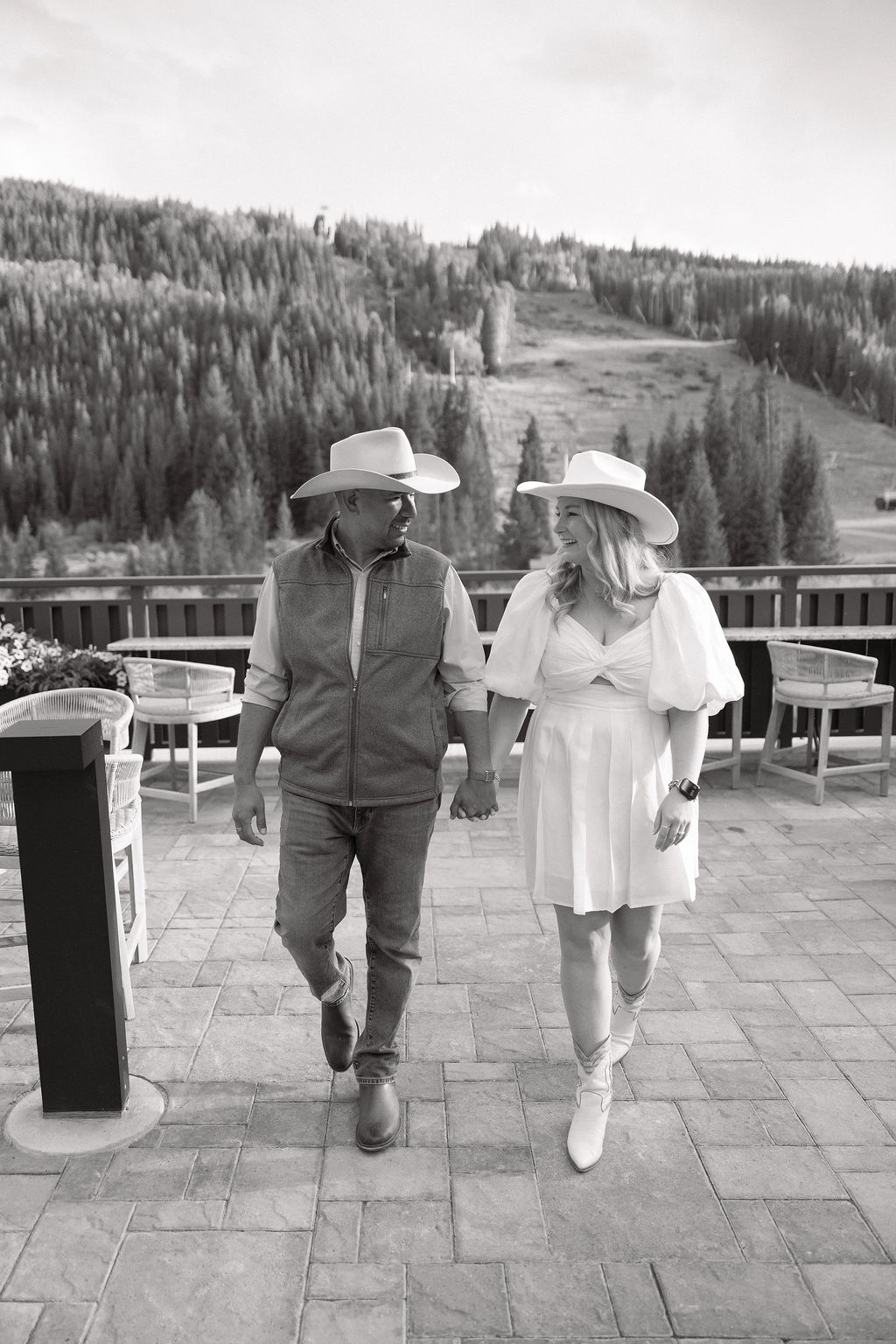 Wedding welcome party on the back patio at Kindred Resort in Keystone Colorado. 