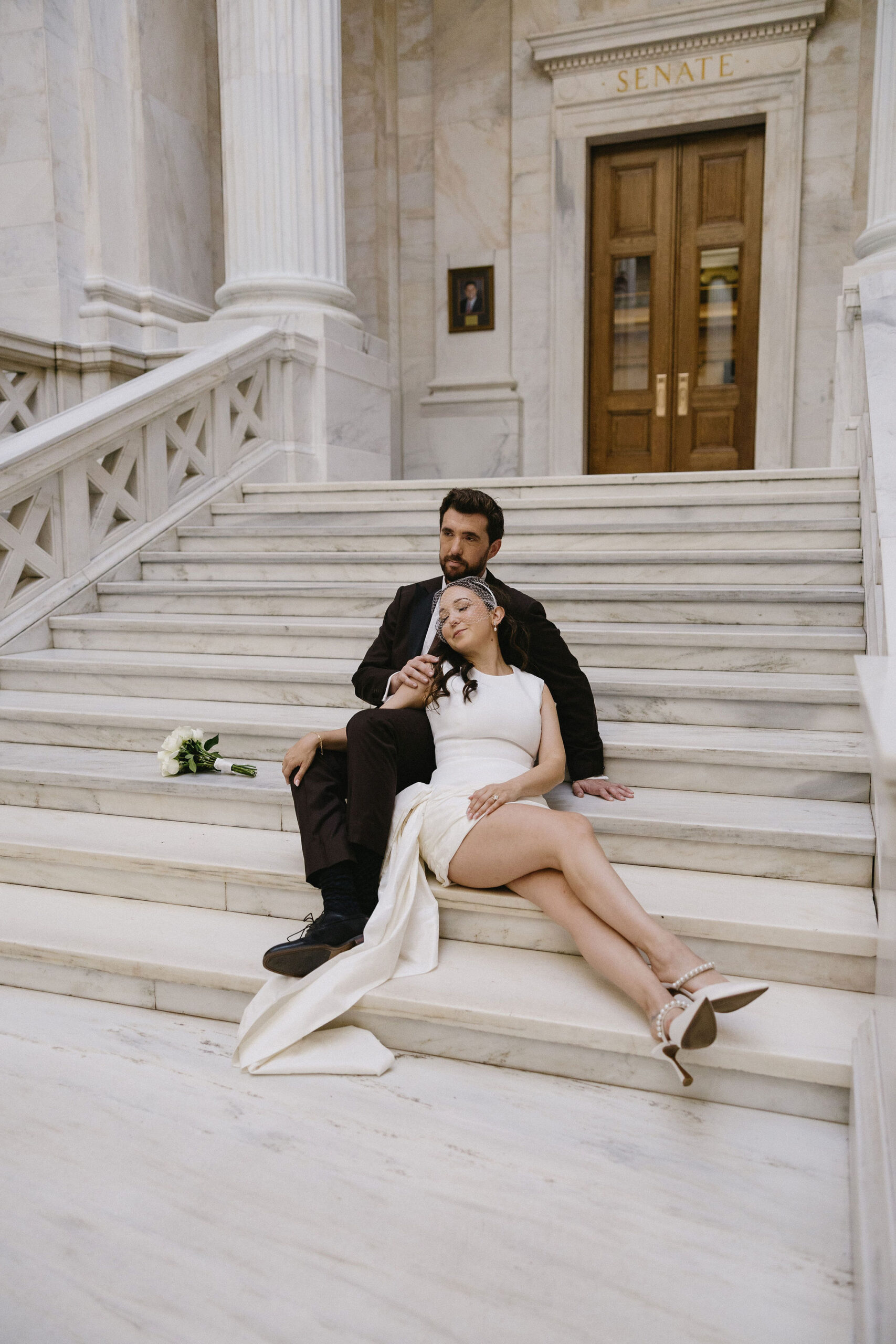 Bride and Groom portraits at the Arkansas State Capitol Building
