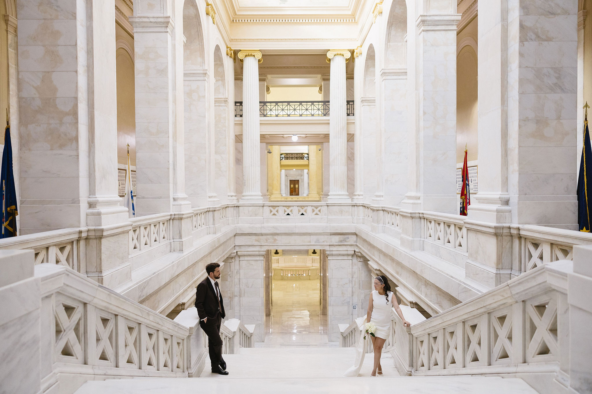 Bride and Groom portraits at the Arkansas State Capitol Building