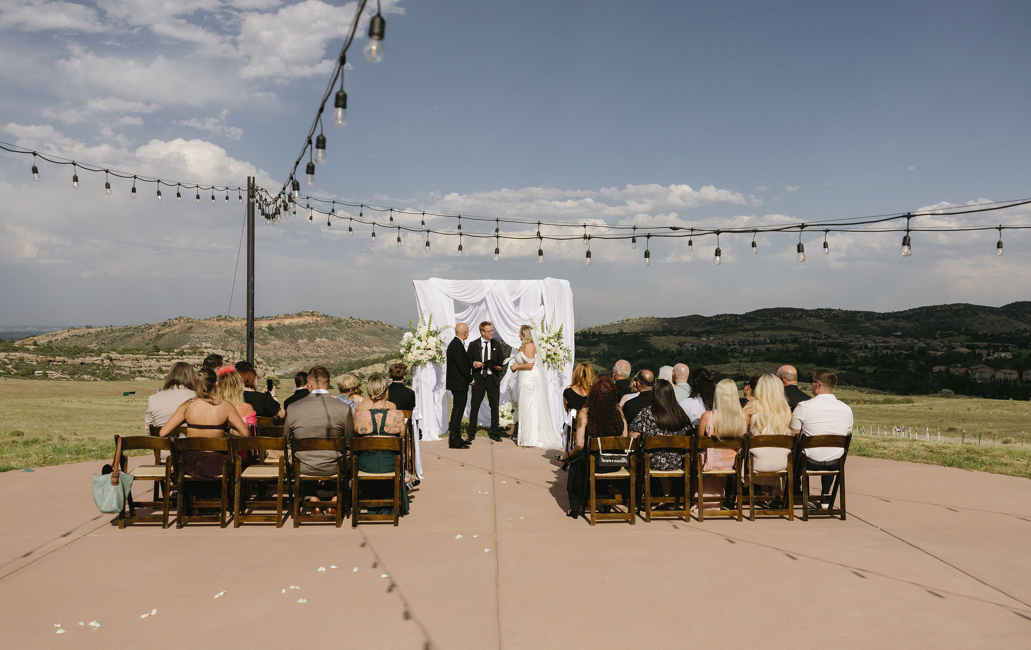 Wedding ceremony at The Fort Restaurant in Morrison Colorado