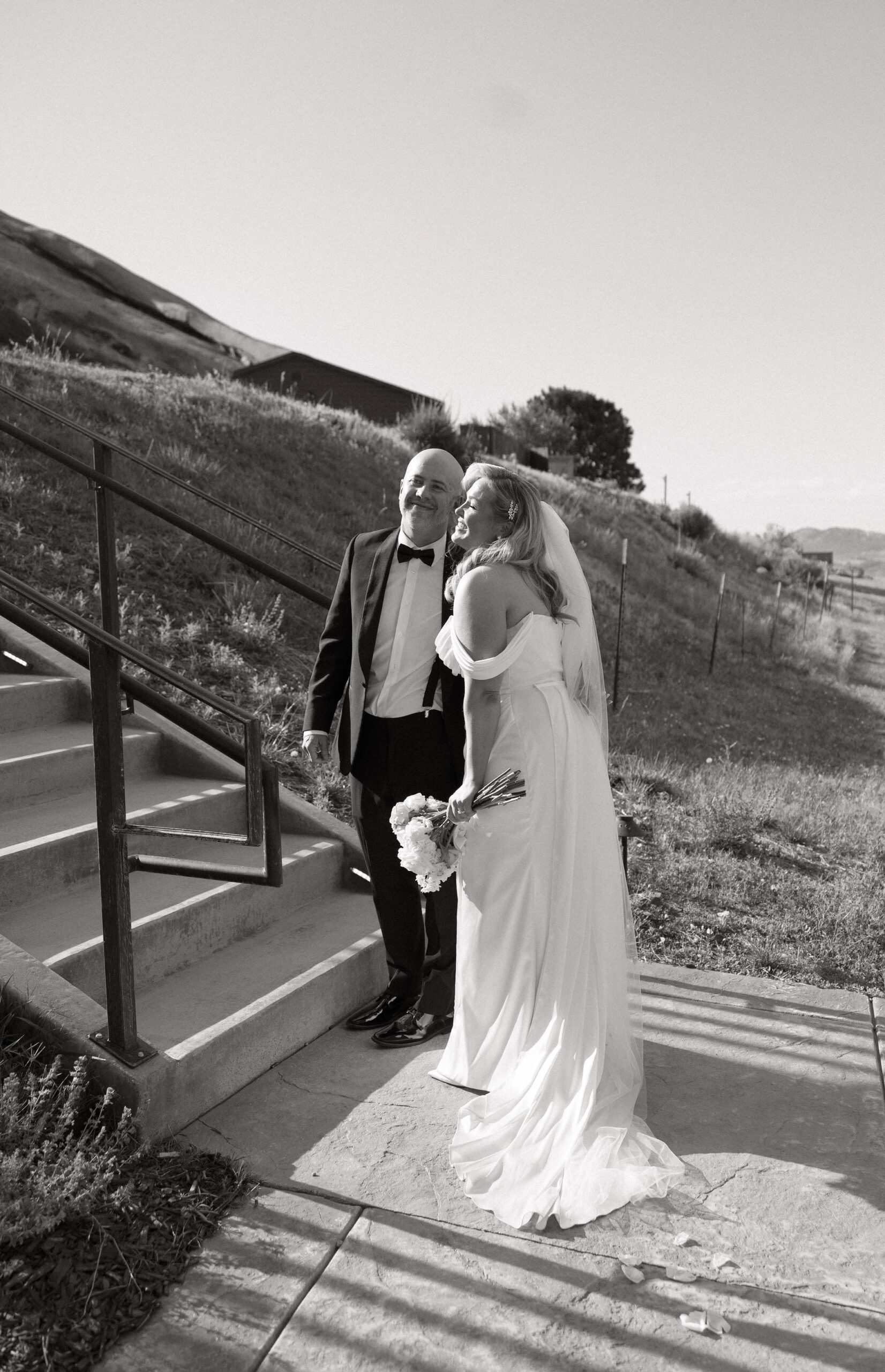 Bride and groom after their Fort Restaurant Morrison Colorado Wedding Ceremony