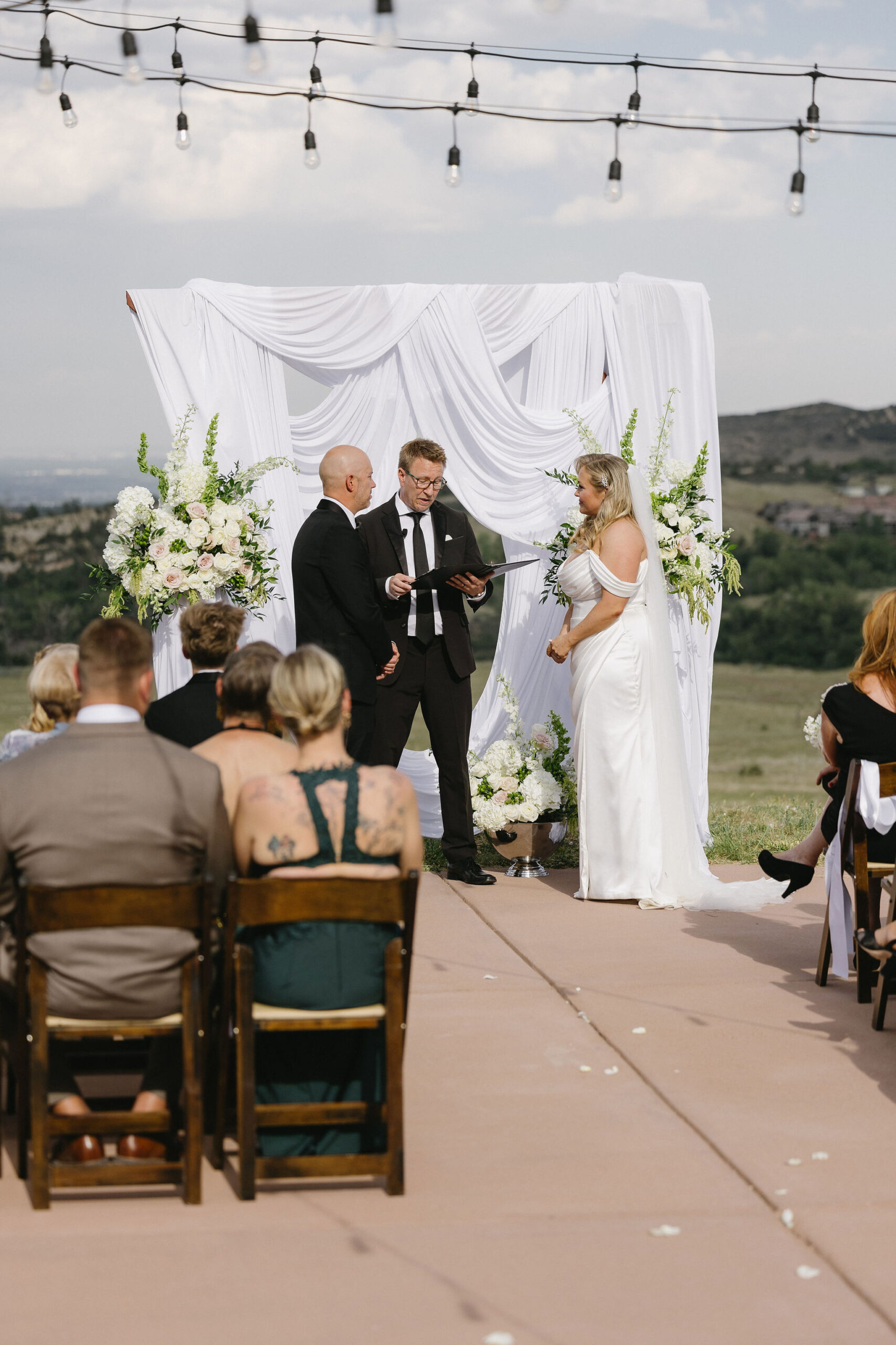 Wedding ceremony at The Fort Restaurant in Morrison Colorado